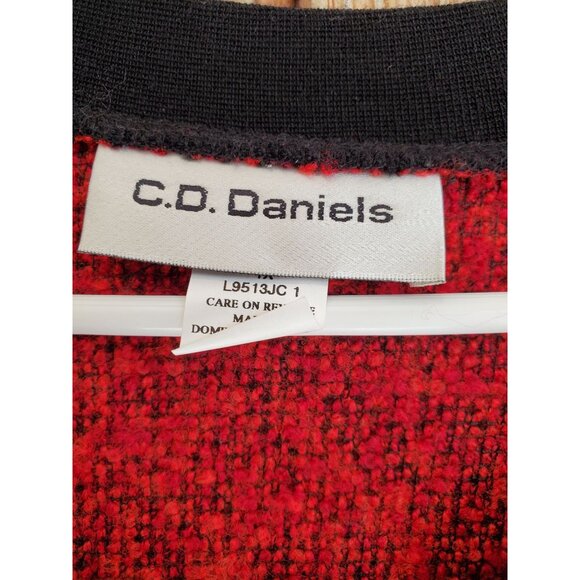Vtg 90s CD Daniels 1X Red & Black Floral Embroidered Beaded Sweater - Video - Picture 7 of 8